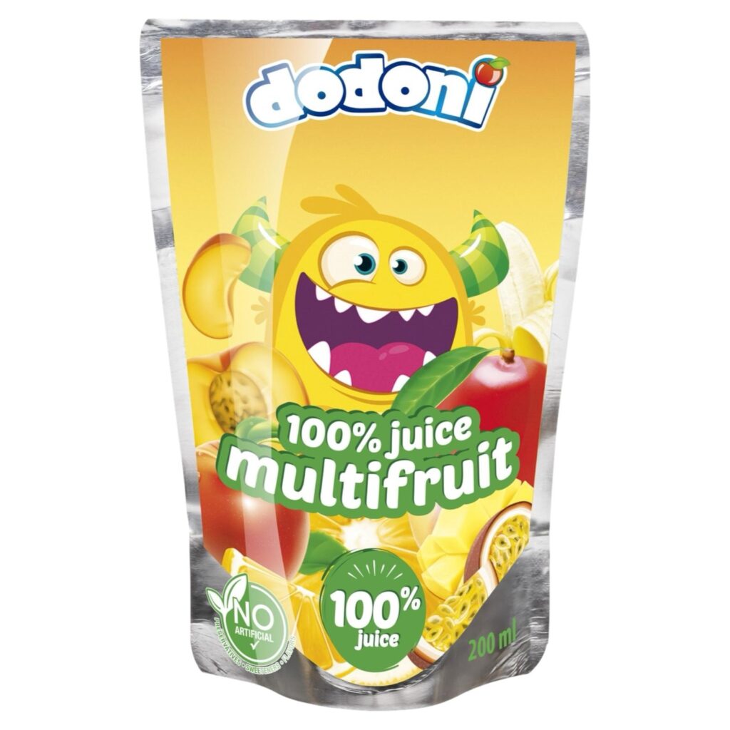 Dodoni 100% Juice Multifruit — pouch 200 ml